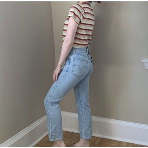 Levis 501 Original Cropped High Rise Jeans Blues Size 24x26 Buttons Fly